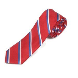 SPREZZA Red White Blue Striped Diagonal Men's Skinny Neck Tie